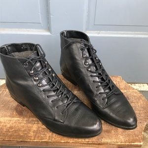 Vintage Boots Victorian Style Black Leather Prairie
